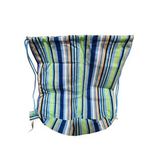 Gap Factory NWT Canvas Shoulder Bag Tote Striped Beach Blue Green Travel Pool